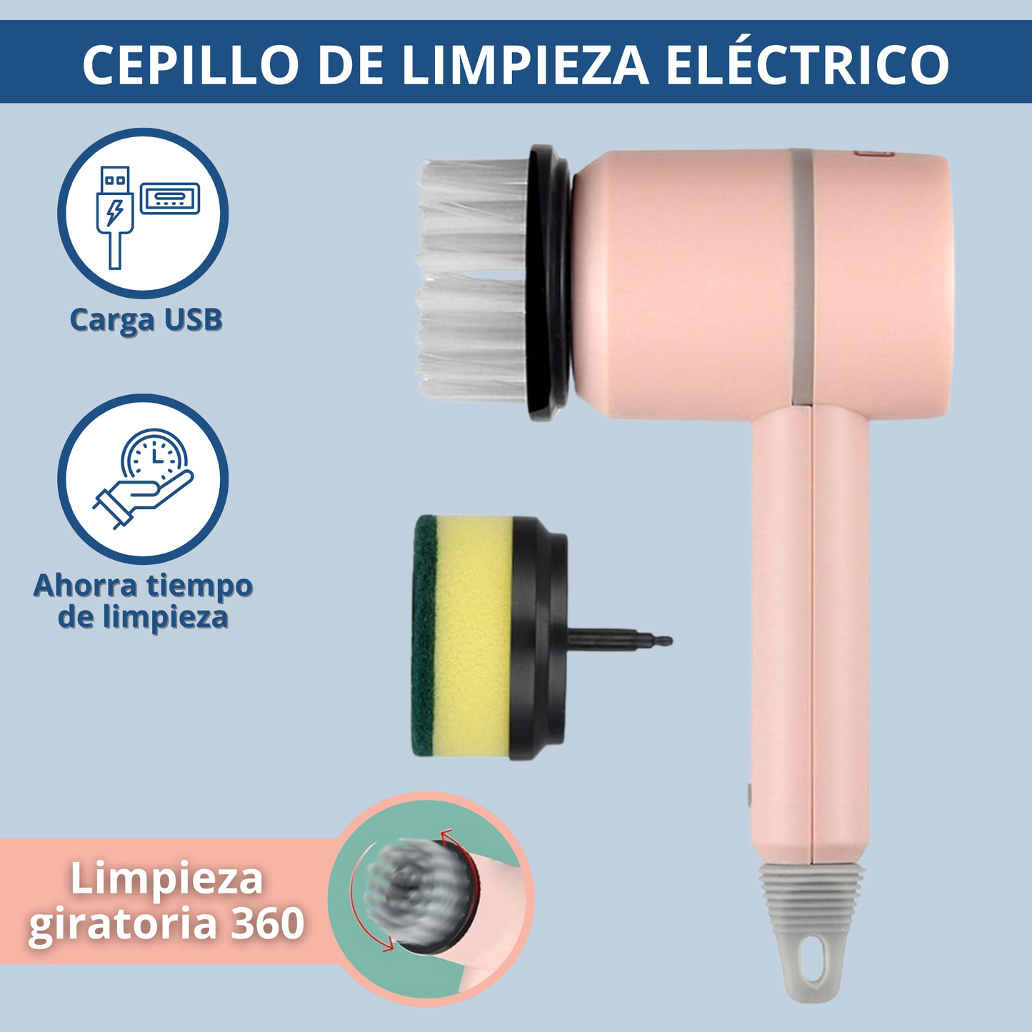 Cepillo Eléctrico Inalámbrico Automático USB para Limpieza