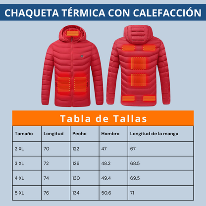 Chaqueta Calefactable USB Hombre - 9 Áreas de Calor